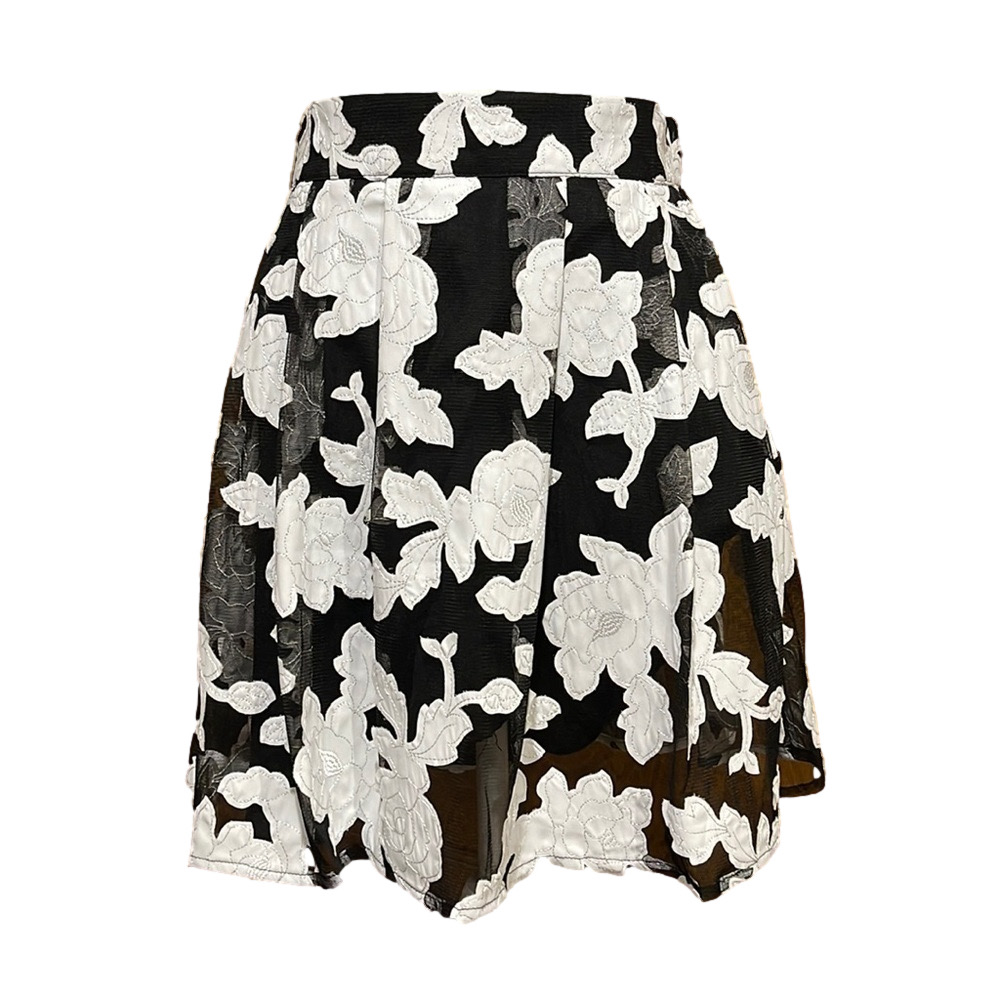 ANGL Skirt with Faux Leather Floral Appliqué - EUC